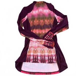 prAna Sierra 1/4 zip Wms boho hi/lo multi color athletic top SZ XS Yoga Running